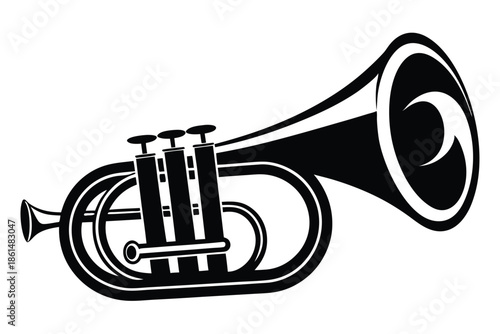 euphonium silhouette line art vector illustration with a white background