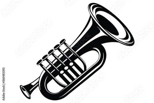 euphonium silhouette line art vector illustration with a white background