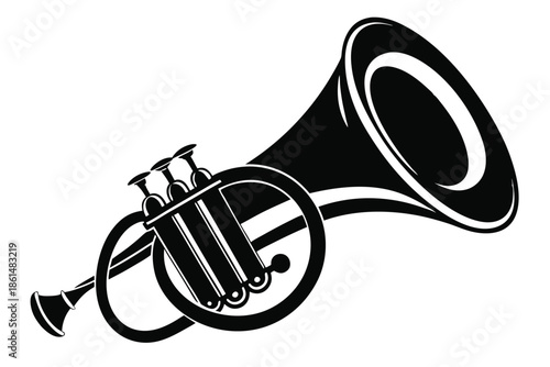 euphonium silhouette line art vector illustration with a white background