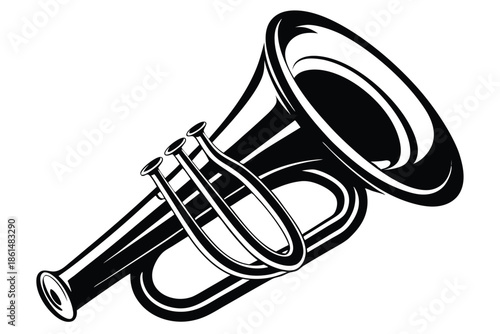 euphonium silhouette line art vector illustration with a white background