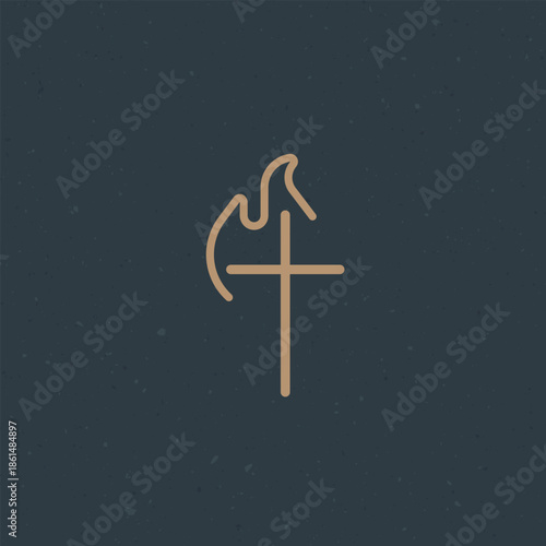 Minimalist Cross and Flame Logo
