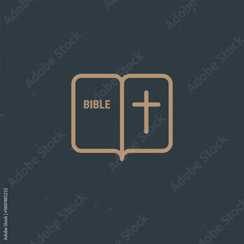 Minimalist open bible with cross symbol
