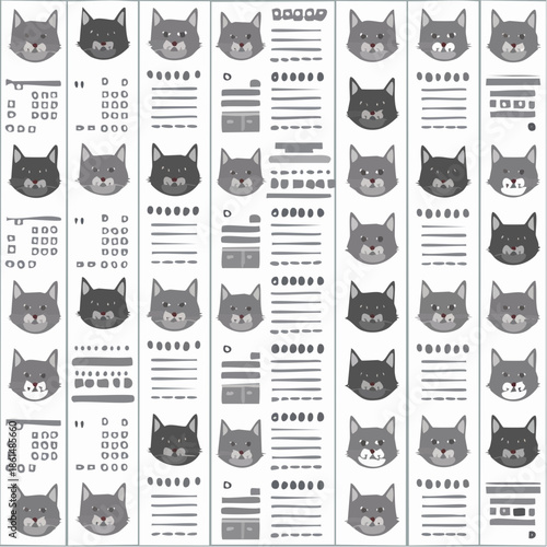 seamless pattern with cats, seamless background with cats, set of cats, set of funny cats, set of funny cartoon cats, set of animals, set of animal icons