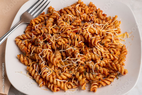 rotini pasta  with cheese and herbs
