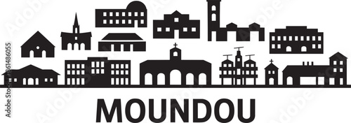 Moundou chad cityscape silhouette with famous buildings landmarks outline vector