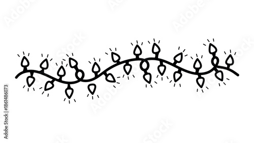 Hand-drawn Festive String Lights Garland Doodle Illustration Vector