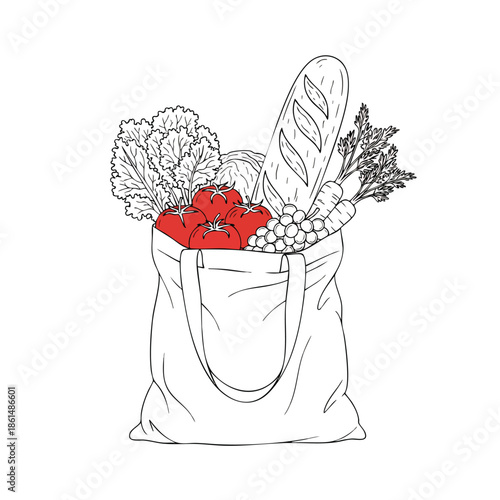 Reusable canvas tote bag with fresh produce.