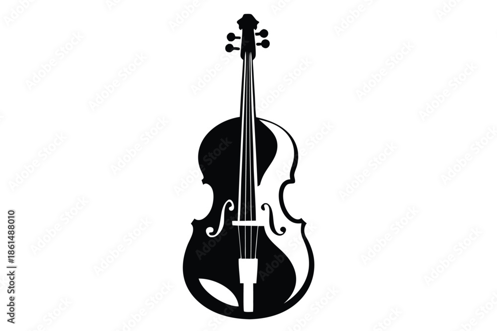 Fototapeta premium cello silhouette line art vector illustration with a white background