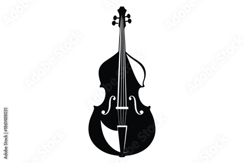 cello silhouette line art vector illustration with a white background