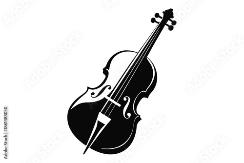 cello silhouette line art vector illustration with a white background
