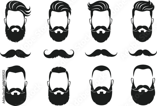 Black and white of men's facial hair styles and beards mustaches men's grooming hairstyles