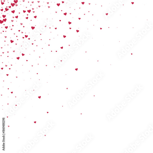 Red Hearts Scattered on White Background