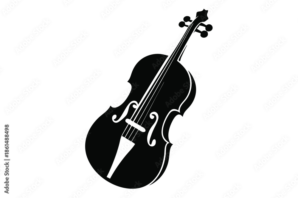 Fototapeta premium cello silhouette line art vector illustration with a white background