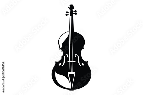 cello silhouette line art vector illustration with a white background