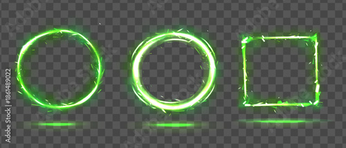 Green glowing shapes