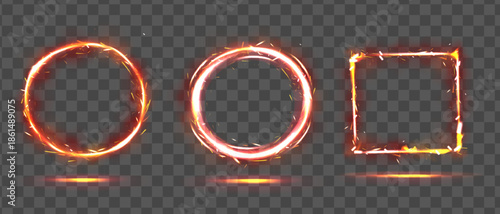 Abstract fire rings and square