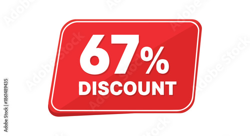 Striking sixty-seven percent price reduction graphic for retail promotions and online sales campaigns. An eye-catching visual element to highlight