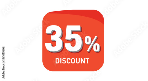 Vibrant red promotional tag showcasing a generous thirty-five percent reduction on products or services encouraging immediate purchases and