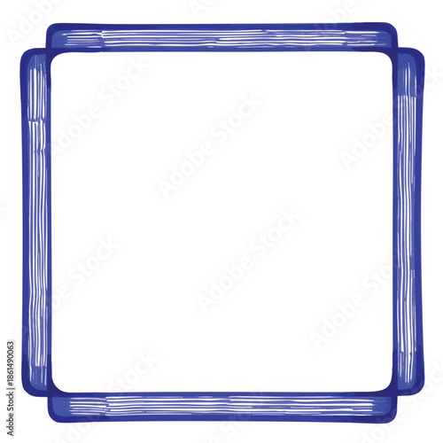 Blue Square Frame Outline Geometric Design Element.