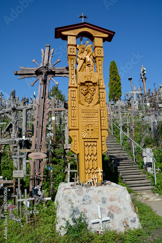 View of hill of crosses with over four hundred thousand crosses and crucifix, which is thought tradition of putting a cross traces to 1800s