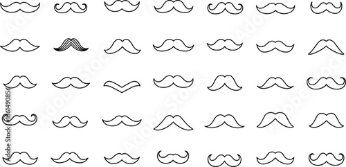 Various Mustache Styles mustaches facial hair black and white line men's grooming