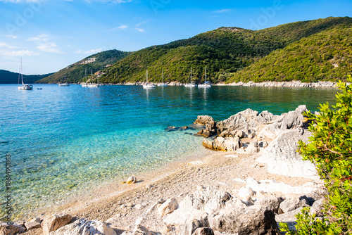 Wallpaper Mural View of beautiful Mikros Gialos beach and calm turquoise sea water, Lefkada island, Greece Torontodigital.ca