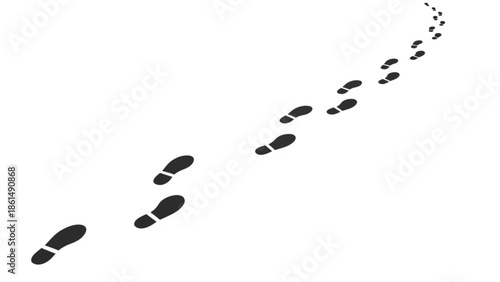 Footprints trail leading upwards in a straight line