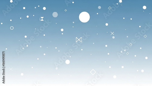 Snowflakes falling gently against a serene blue sky background