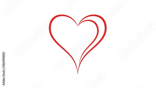 Stunning red heart symbol on white background for love concepts