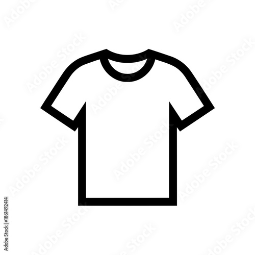 Simple graphic illustration of a blank white t shirt with a crew neck and short sleeves on a white background