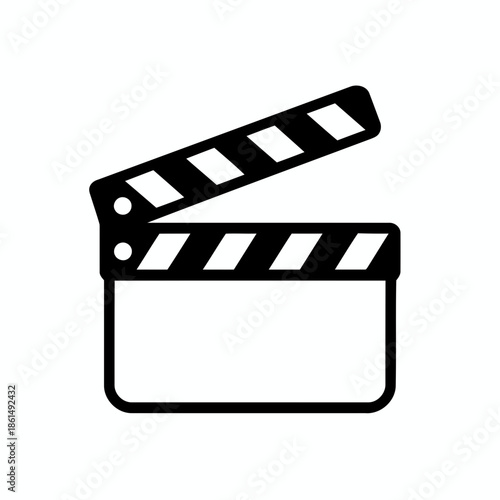 Film clapperboard icon symbolizing video production and filmmaking industry professionals and enthusiasts alike in a simple design element