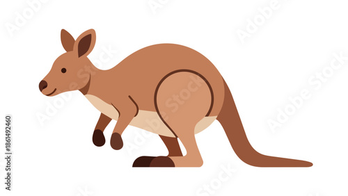 A vibrant flat design illustration of a hopping marsupial from the Australian continent, showcasing a captivating modern artistic style suitable for