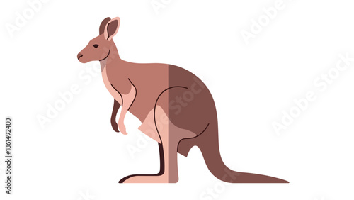 Stylized kangaroo illustration depicting Australian wildlife with clean lines and earthy tones graphic