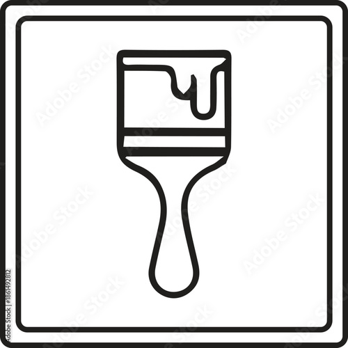 Paint brush icon with dripping paint in a square frame representing creativity and renovation