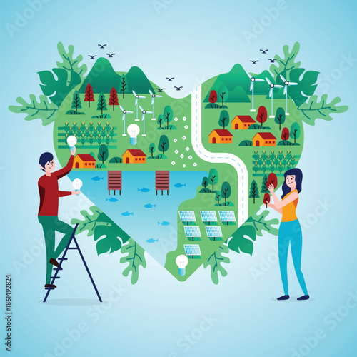 people in the city Ecology concept