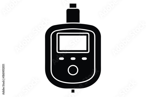 blood glucose meter silhouette line art vector illustration with a white background