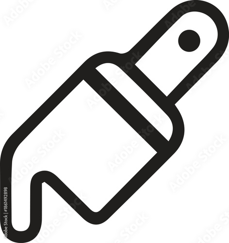 Minimalist line art icon of a putty knife or scraper tool