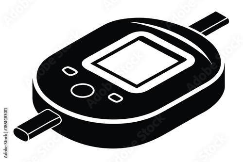 blood glucose meter silhouette line art vector illustration with a white background