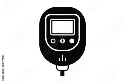 blood glucose meter silhouette line art vector illustration with a white background