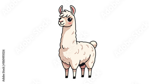 Charming fluffy llama illustration a delightful and friendly creature perfect for children's designs and playful themes