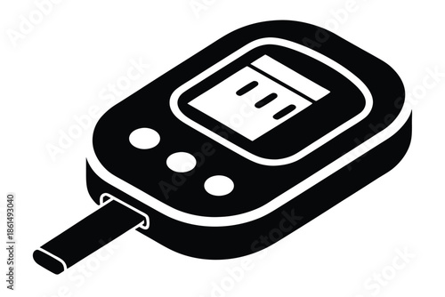 blood glucose meter silhouette line art vector illustration with a white background