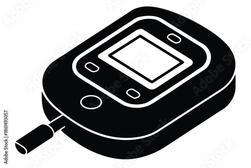 blood glucose meter silhouette line art vector illustration with a white background