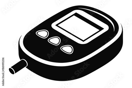 blood glucose meter silhouette line art vector illustration with a white background