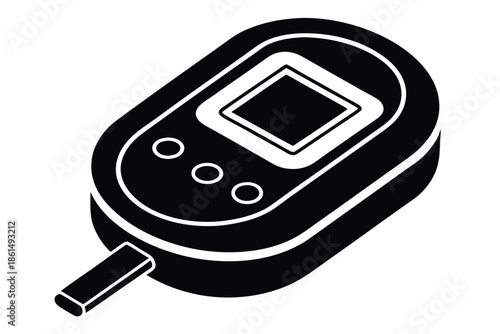 blood glucose meter silhouette line art vector illustration with a white background