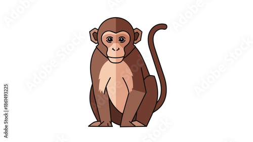 Charming Flat Design Primate Illustration with Playful Expression for Children's Content or Educational Graphics