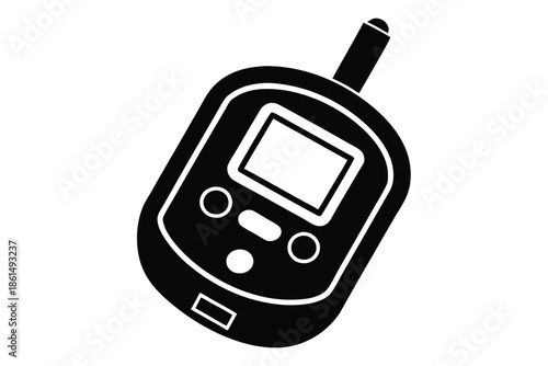 blood glucose meter silhouette line art vector illustration with a white background