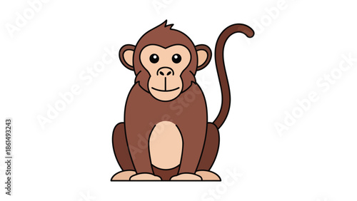 Friendly brown cartoon monkey illustration perfect for children's learning materials and engaging visual content depicting a gentle primate