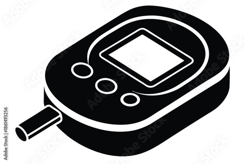 blood glucose meter silhouette line art vector illustration with a white background