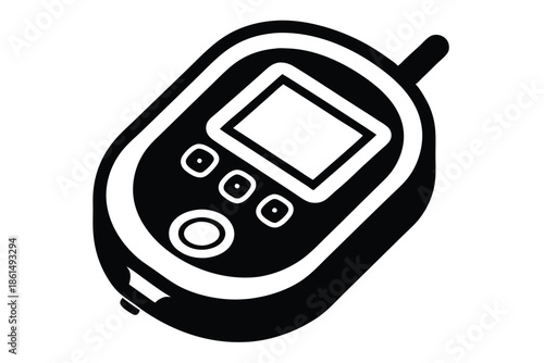 blood glucose meter silhouette line art vector illustration with a white background