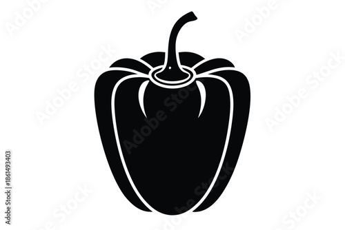 bell pepper silhouette line art vector illustration with a white background